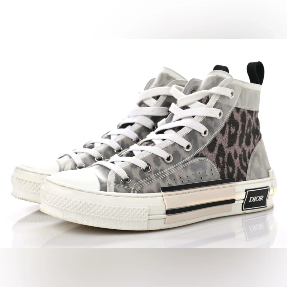 Dior B23 High-Top Sneakers Leopard Canvas Print Unisex Size 41 Women’s 10 RARE - Picture 1 of 14